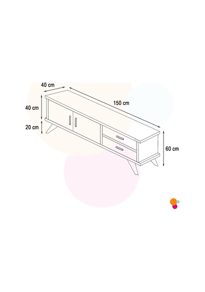 Claros Tv Sehpası Tv Ünitesi 150x40x60 Cm Tv Standı Meşe - Beyaz