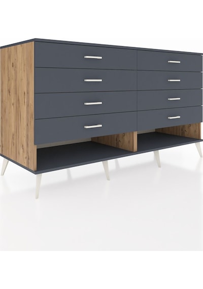 Kronos Konsol 8 Çekmeceli 176x59x99 Çam-antrasit Çam-antrasit