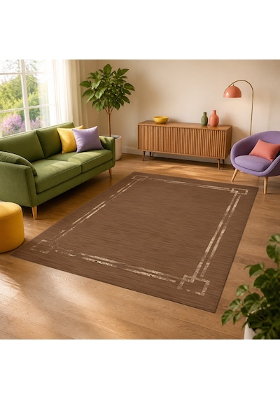 Kartela Halı Seno Halı Kaymaz Taban Makinede Yıkanabilir Halı Kahverengi - 120 X 180 Cm