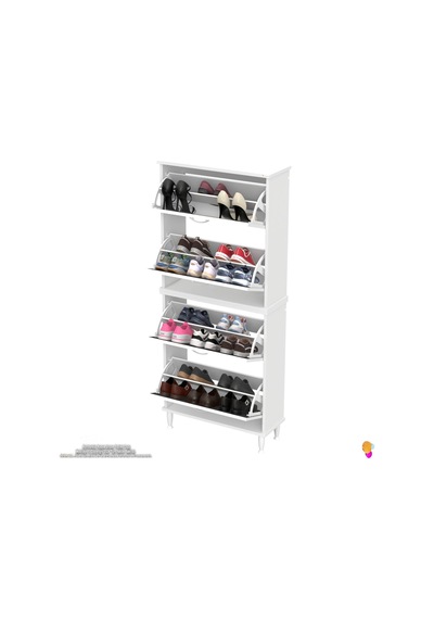 Modilayn Umay' 2 Li Kapı Önü 72 X 168x 25,5 Cm Lik 4 Düşer Kapak 8 Göz Bölmeli Ayakkabılık Beyaz-antrasit Modilayn Umay' 2 Li Kapı Önü 72 X 168x 25,5 Cm Lik 4 Düşer Kapak 8 Göz Bölmeli Ayakkabılık Beyaz-antrasit