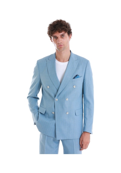 Hatemoğlu Mavi Slim Fit Çizgili Kruvaze Takım Elbise 33223024c014 161 Mavi Hatemoğlu Mavi Slim Fit Çizgili Kruvaze Takım Elbise 33223024c014 161 Mavi