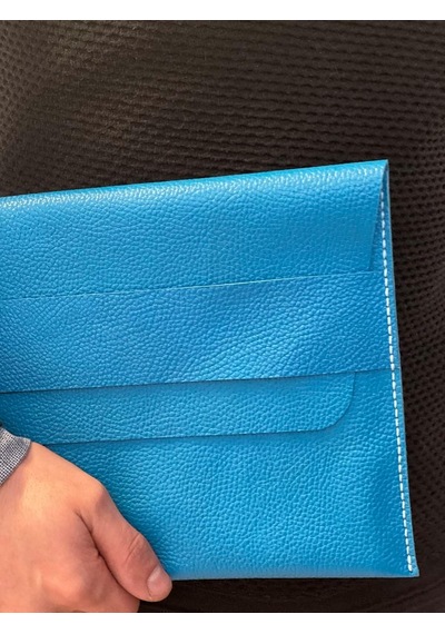 Macbook Air/pro Çanta 13 Inç M1 Ve M2 Uyumlu Hakiki Deri Taşıma Kılıfı Mavi F. Diğer