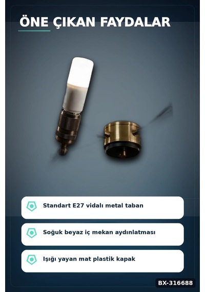 Led Ampul 8w 6500k Beyaz Işık E27 Duy 720 Lümen Tasarruflu Aydınlatma 1 Adet Bx-316688