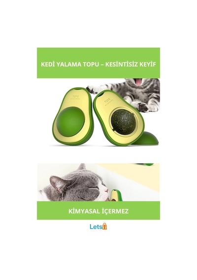 Avokado Tasarımlı Doğal Kedi Yalama Topu