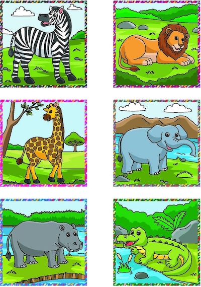 6 Farklı Safari Hayvanları Eğitici Küp Puzzle 3d Yapboz 3 4 5 6