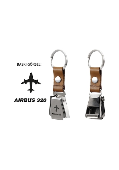 Zekupp Airbus A320 Uçak Tasarımlı Şişe Açacağı Özellikli Taba Renk Emniyet Kemeri Anahtarlık
