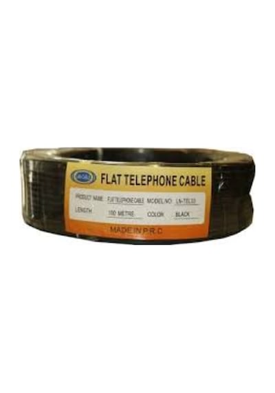 Flat Telephone Cable 100m. Black Telefon Kablosu Ln-tel33 Hytech