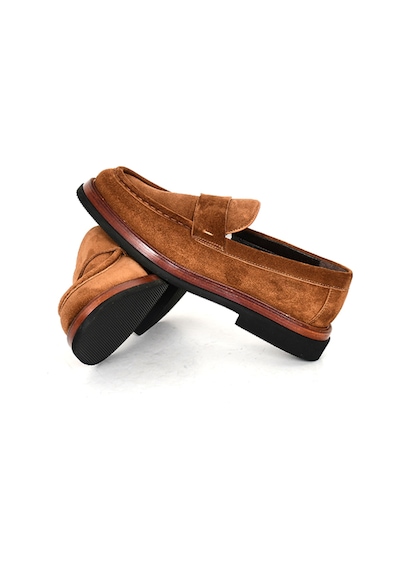 Tuna Hakiki Süet Deri Kahverengi Loafer Erkek Ayakkabı 39-44 No - 3524 Kahverengi