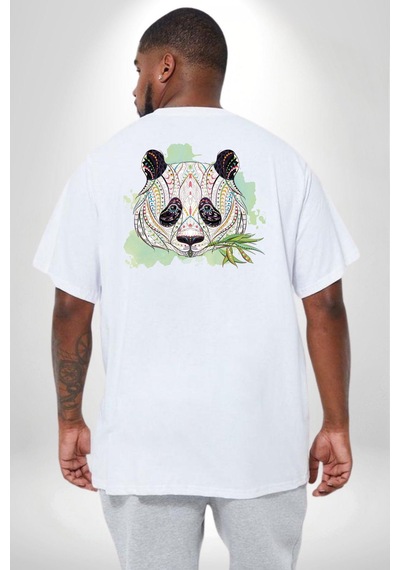 Angemiel Panda Mandala Büyük Beden Beyaz Tişört Kadın Erkek Ünisex Sırt Baskılı Beyaz Angemiel Panda Mandala Büyük Beden Beyaz Tişört Kadın Erkek Ünisex Sırt Baskılı Beyaz