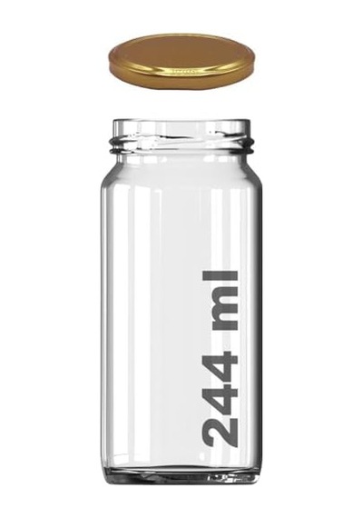 3 Adet 224 Ml Cam Kavanoz, Gold Metal Kapaklı, Şeffaf Konserve Kavanozu 224 Mililitre 12 Izgara
