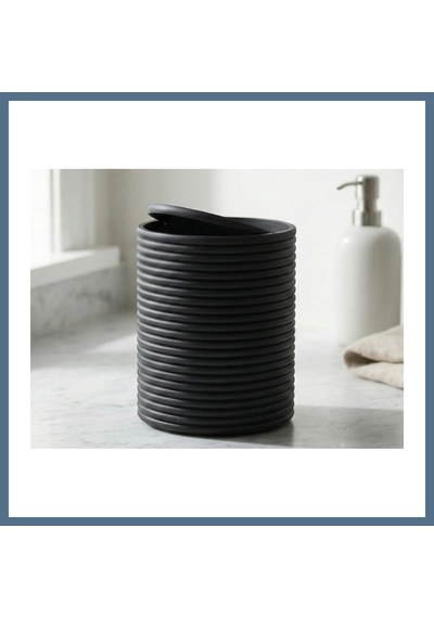 Buradabulabilirsin 3d Baskı Mini Yivli Çöp Kutusu Sallanır Kapaklı Masaüstü Banyo Makyaj Masası Kovası 12x9 Cm Antrasit Bbz