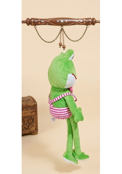 Peluş Uzun Bacaklı Kurbağa-60 Cm Pembe - Yeşil