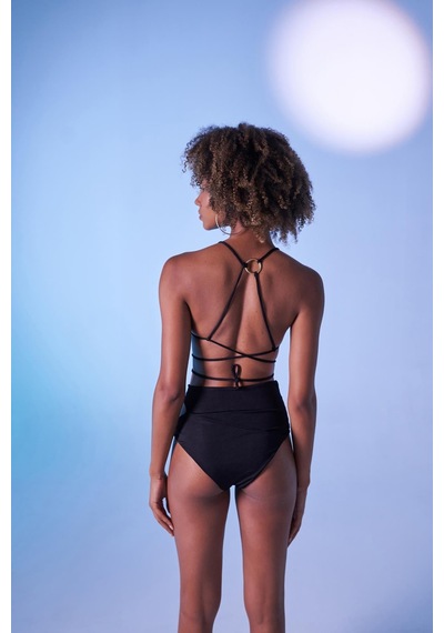 Holly Lolly Yüksek Bel Aksesuar Detaylı Delphi Bikini Altı Siyah