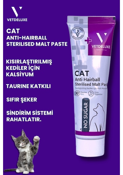 Vetdeluxe Sterilised Malte Paste Kısırlaştırılmış Kedi İçin Tüy Yumağı Önleyici Malt 100 G