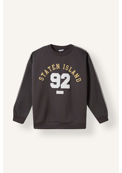 Defacto Overshirt Fit Bisiklet Yaka Baskılı Şerit Detaylı İçi Yumuşak Tüylü Sweatshirt Erkek Çocuk I6075a826wnar202 Antrasit-ar202