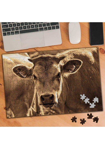 Sevimli İnek - Retro 240 Parça Puzzle Yapboz-74548