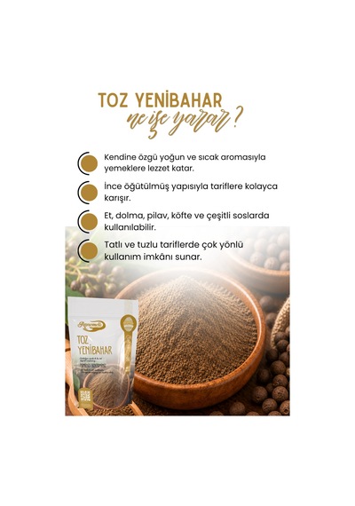 Toz Yenibahar 100 Gr İnce Öğütülmüş Yenibahar Baharatı, Dolma, Sarma, Köfte Ve Yemekler İçin