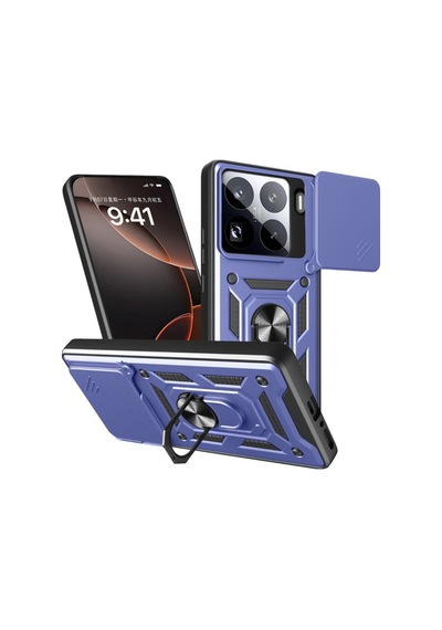 Mi 15 Pro Kılıf Pars Lens Yüzüklü Silikon - Lacivert İtdark44647