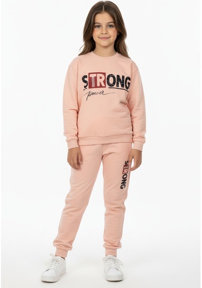 Mnk Baby & Kids Strong Motif Kız Çocuk Eşofman Mnk0625 Somon