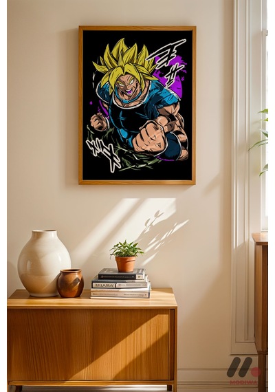 Dragon Ball Füzyon Savaşçı Poster, Ahşap Çerçeveli Duvar Tablosu - Anime Severlere Özel Hediye