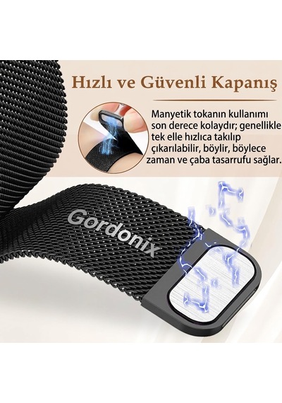 Huawei Watch Gt 4 / Gt 5 / Gt 6 41mm Ve Gt 5 Pro 42mm İle Uyumlu 18mm Hasır Metal Kordon Milanese Mıknatıslı Kayış