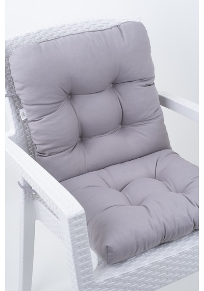 Altınpamuk Neva Pofidik Özel Dikişli Bağcıklı Arkalıklı Sandalye Minderi 44x88 CM Gri