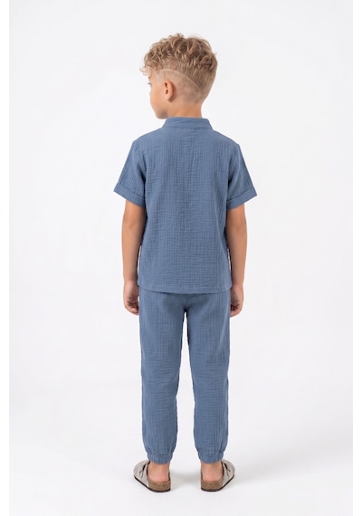 Mnk Baby & Kids Pamuklu Müslin Kumaş Yazlık Uzun Pantolon Kısa Kol Rahat Takım M00842 Indigo Mnk Baby & Kids Pamuklu Müslin Kumaş Yazlık Uzun Pantolon Kısa Kol Rahat Takım M00842 Indigo