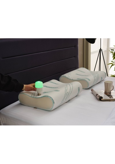 Ortopedik Yastık Meditation Servikal Destek Yastığı Anti Stres Çift Boyun Destekli Visko Yastık 1 Adet Çok Renkli