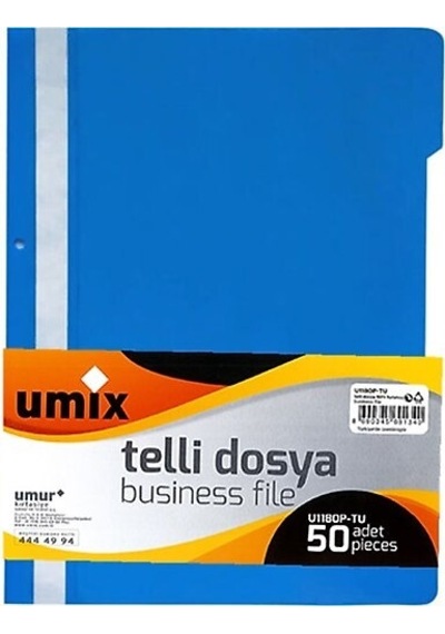 Umix Plastik Telli Dosya Mavi 50'li Paket