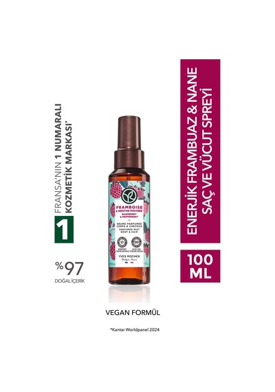 Yves Rocher Saç Ve Vücut Spreyi- Enerjik Frambuaz Nane- Vegan-100ml