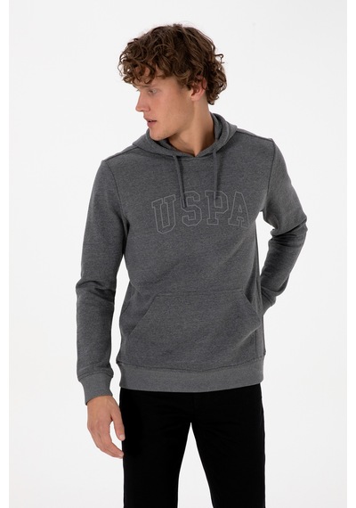 U.S. Polo Assn. Erkek Regular Fit Kapüşonlu Antrasit Melanj Basic Sweatshirt 50315663-VR081