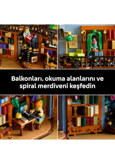 LEGO® Icons Kitabevi: Kitaplık Dekoru 11379 - Yetişkinler için Minifigür İçeren Yaratıcı Model Yapım Seti (1690 Parça)