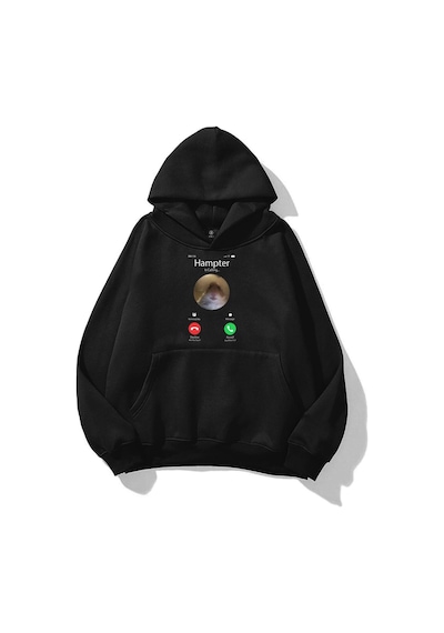 Nevermind Unisex Hampter İs Calling Sweatshirt Siyah Siyah