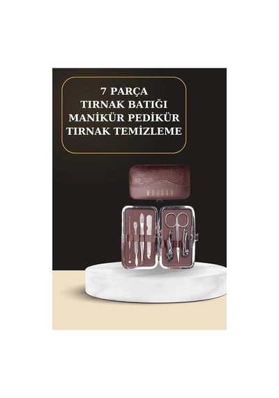 7 Parça Manikür Pedikür Seti El Ayak Bakımı Çantalı Paslanmaz Çelik 20592761