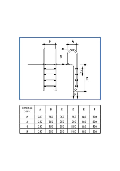 Havuz Merdiveni 4 Basamak Muro-U Model 304