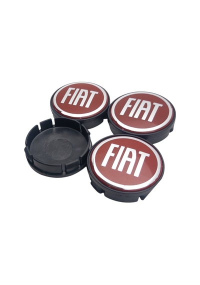 Fiat Logolu Kırmızı 58 Mm Dış 55 Mm İç Çap Geçmeli 3d Jant Göbeği Kapak Seti, 4 Adet