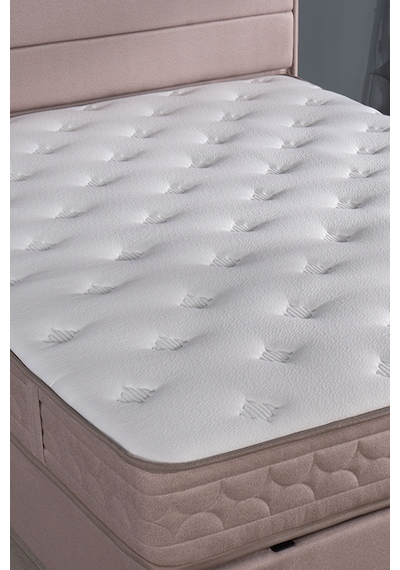 Kilim Mobilya Hilton Sandıklı Baza Başlık Paket Yaylı Pedli Yatak Seti Vizon 140x190