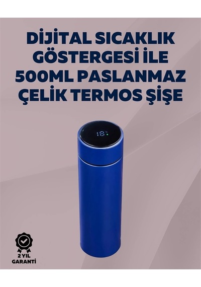 12 Saat Sıcak, 24 Saat Soğuk Tutabilen Paslanmaz Termos Mavi