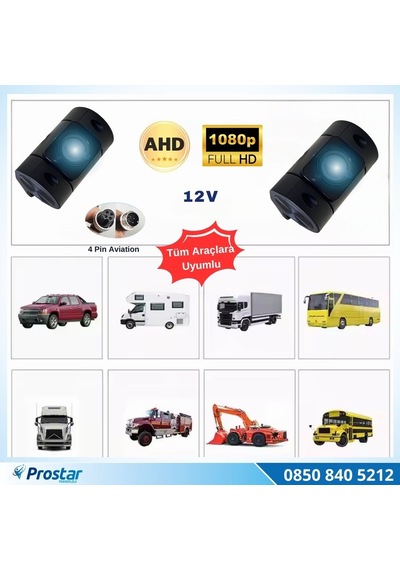 Cama Yapışan Ön Ve Kabin Görüş Kamerası Ahd 1080p/720p 4 Pin Aviation Soket Kamera