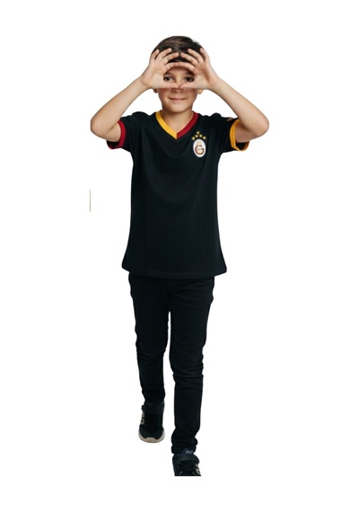 Galatasaray Lisanslı 5 Yıldızlı Siyah Basic Çocuk T-shirt Siyah.