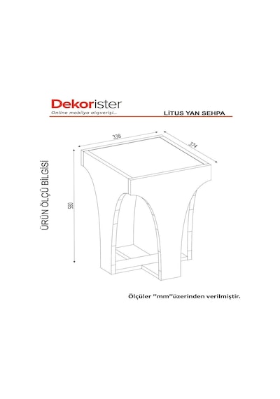 Dekorister Litus Camlı Yan Sehpa Ceviz-Antrasit