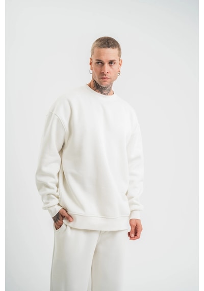 Barlashive Erkek Uzun Kol Bisiklet Yaka 3 İplik Pamuklu Kışlık Sweatshirt - Beyaz Çok Renkli Barlashive Erkek Uzun Kol Bisiklet Yaka 3 İplik Pamuklu Kışlık Sweatshirt - Beyaz Çok Renkli