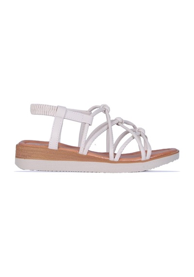Moda Ayakkabı 851 Yazlık Düz Sandalet Ayakkabı Krem
