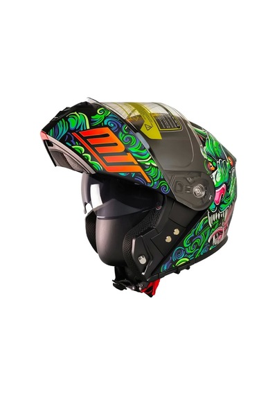 Mts 966 V2 Drago Çene Açılır Kask Siyah - Yeşil