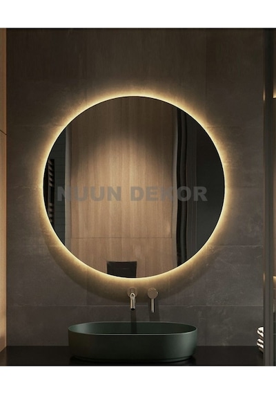 Nuun Dekor 70cm Trafolu Günışığı Ledli Dekoratif Yuvarlak Banyo Aynası - Trafolu Şeffaf