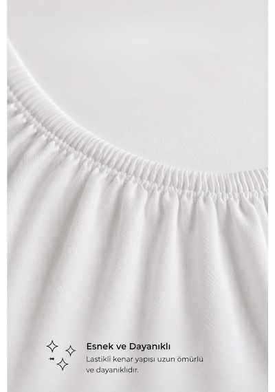 Babydry Bambu Desenli Oeko-tex Sertifikalı Sıvı Geçirmez Bebek Alezi - Fitted Yumuşak Dokulu Bebek Yatak Koruyucu Beyaz