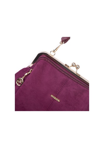 Nas Bag Burslu Klipsli Vintage Omuz Ve Çapraz Çanta 23x20 Cm Ebatlarındadır Bordo Süet