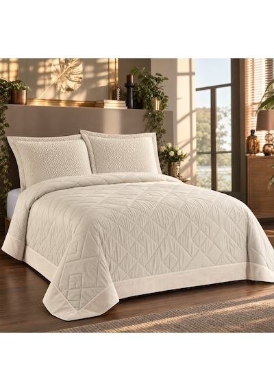 Kapreo Home Flame Maria Lux Yatak Örtüsü Seti 240 X 260 Açık Krem