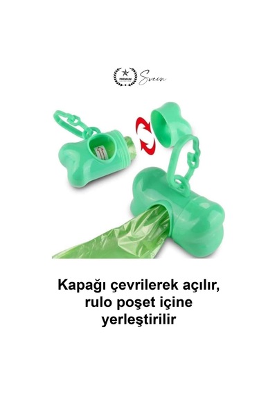 Kemik Şeklinde Köpek Kaka Poşeti Taşıma Çantası Kancalı Hafif Plastik Dispenser Tasmaya Asılabilir P