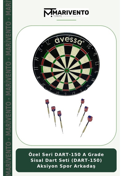 Özel Seri Dart-150 A Grade Sisal Dart Seti Dart-150 Aksiyon Spor Arkadaş